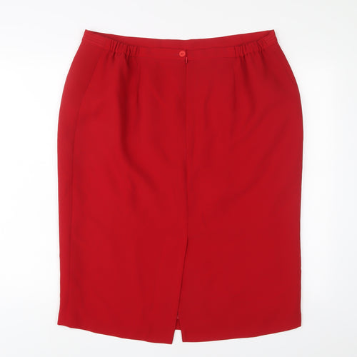 Ann Harvey Womens Red Polyester A-Line Skirt Size 18 Zip