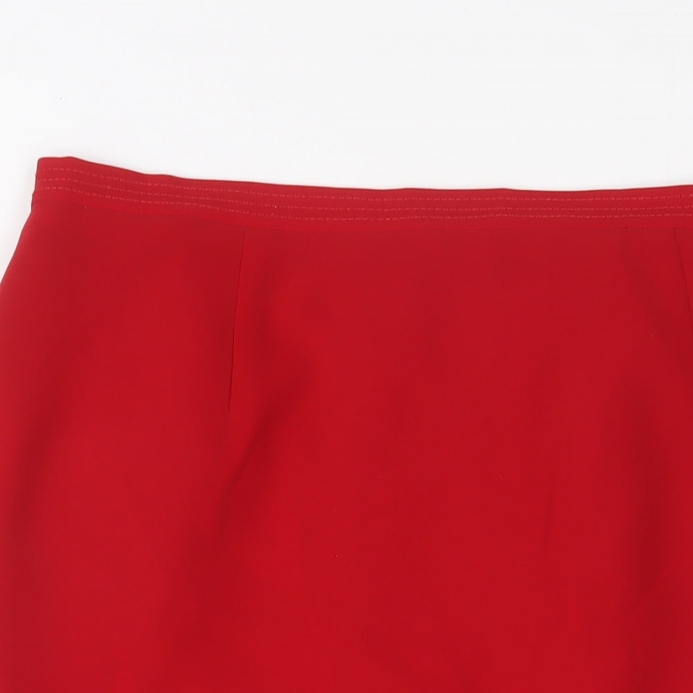 Ann Harvey Womens Red Polyester A-Line Skirt Size 18 Zip
