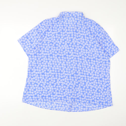 Marks and Spencer Womens Blue Floral Polyester Basic Button-Up Size 22 Collared