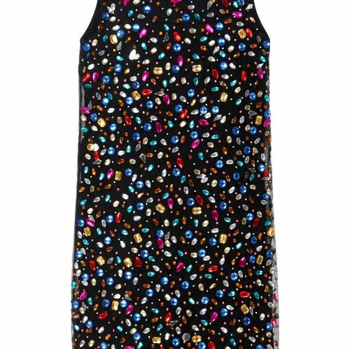 ASOS Womens Black Polyester A-Line Size 10 Boat Neck Zip - Jewels