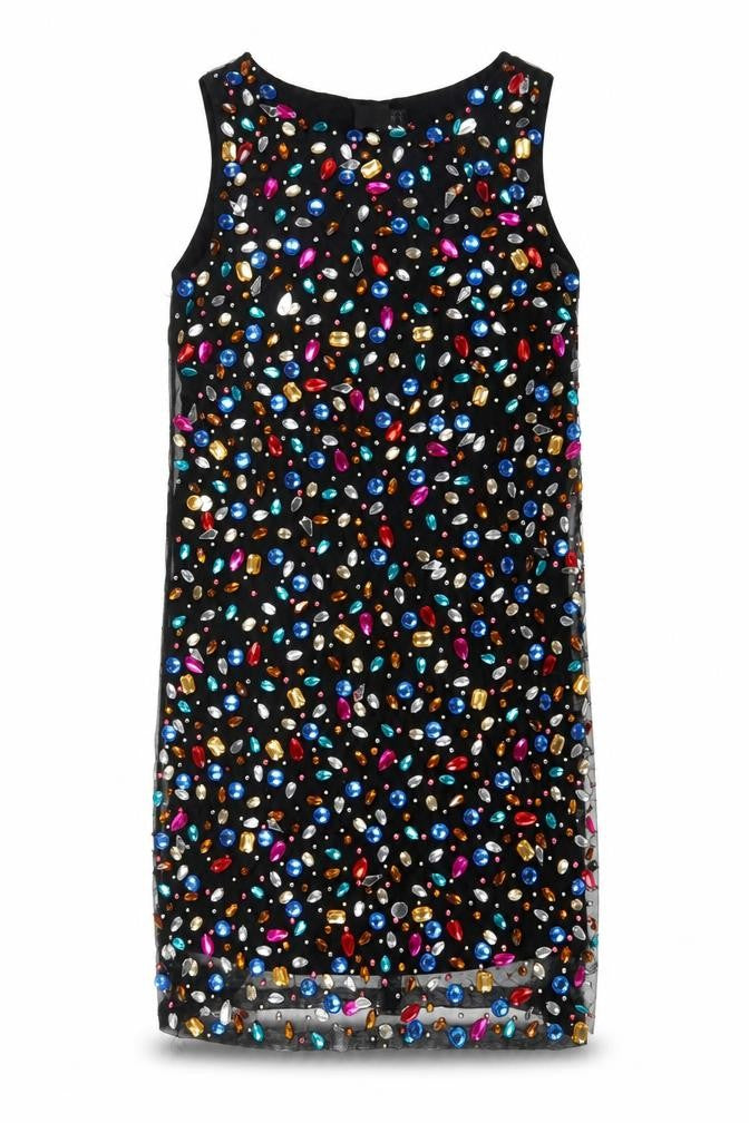 ASOS Womens Black Polyester A-Line Size 10 Boat Neck Zip - Jewels