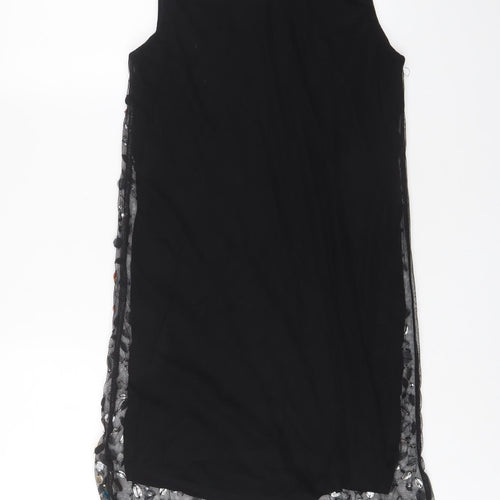 ASOS Womens Black Polyester A-Line Size 10 Boat Neck Zip - Jewels