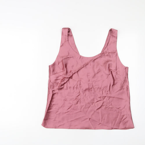 ASOS Womens Pink Polyester Basic T-Shirt Size 14 V-Neck