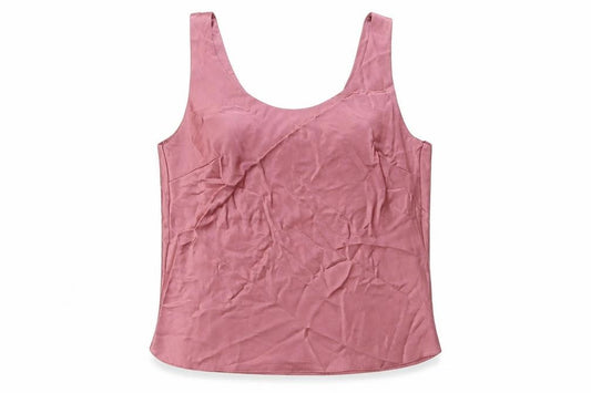 Front view of ASOS women’s pink polyester basic t-shirt, size UK 14, v-neck