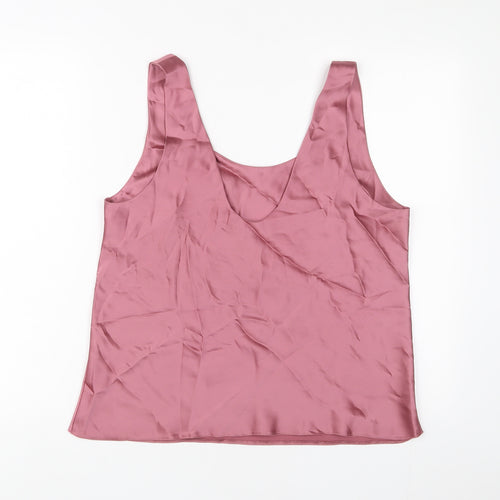 ASOS Womens Pink Polyester Basic T-Shirt Size 14 V-Neck