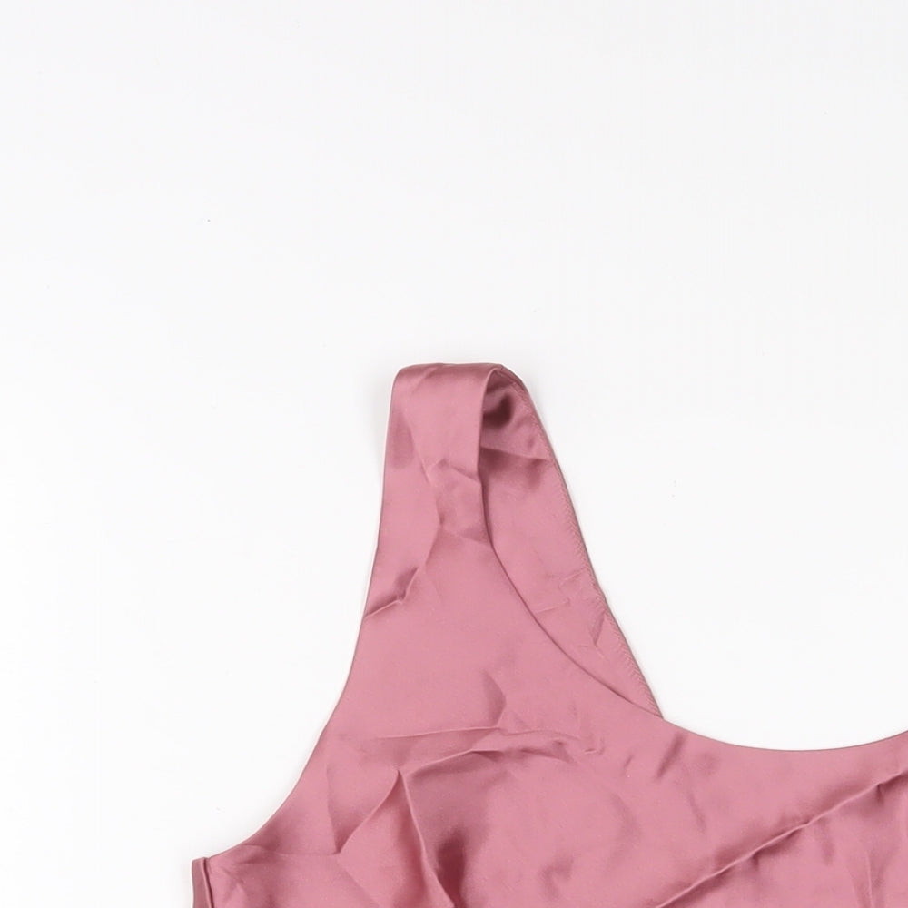 ASOS Womens Pink Polyester Basic T-Shirt Size 14 V-Neck