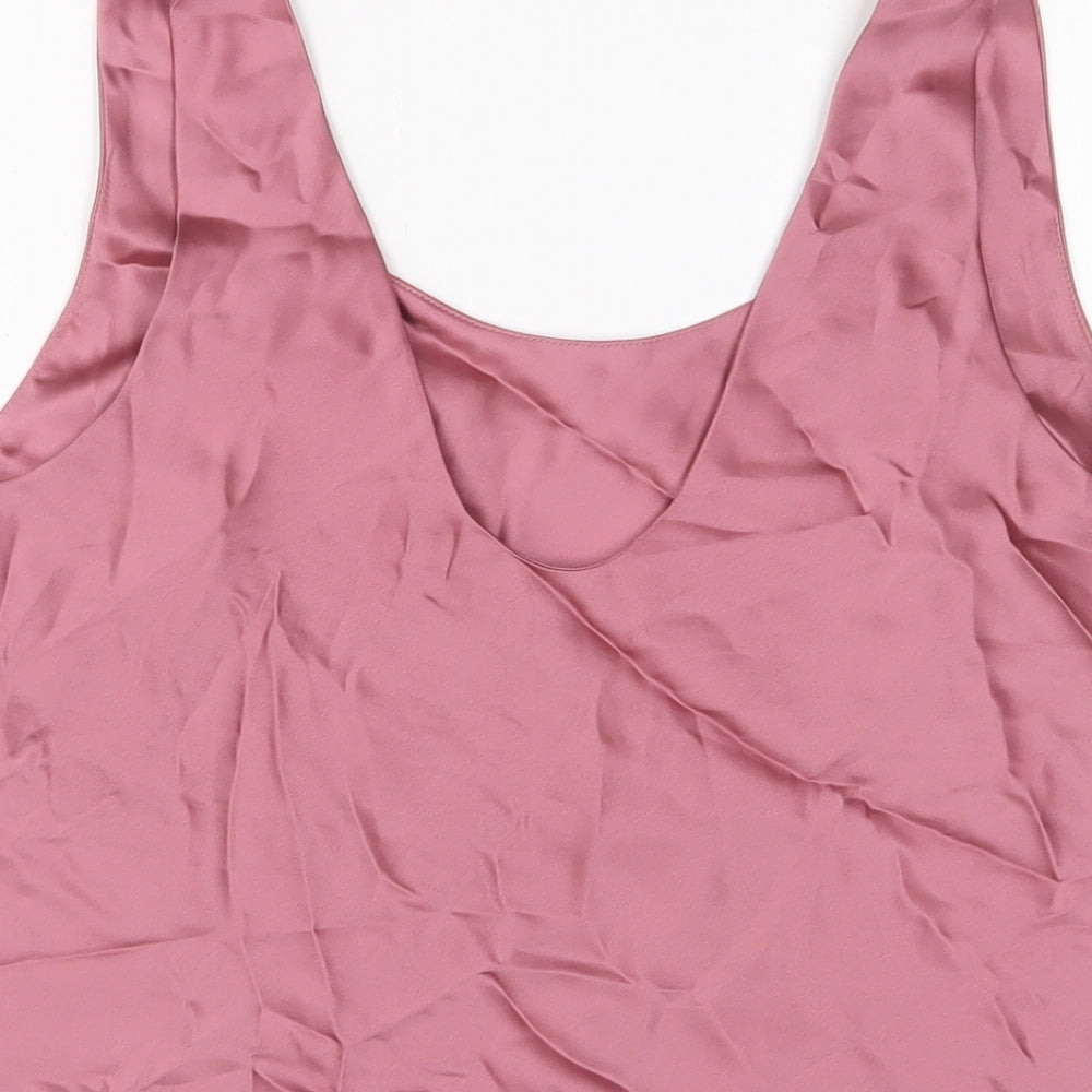 ASOS Womens Pink Polyester Basic T-Shirt Size 14 V-Neck