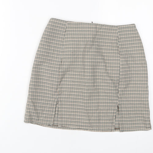 Nasty Gal Womens Brown Plaid Polyester A-Line Skirt Size 10 Zip