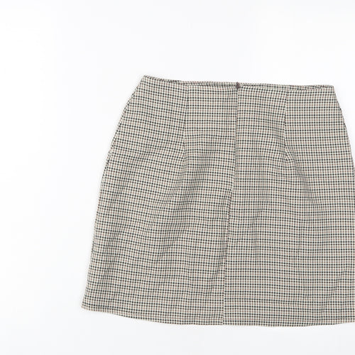 Nasty Gal Womens Brown Plaid Polyester A-Line Skirt Size 10 Zip