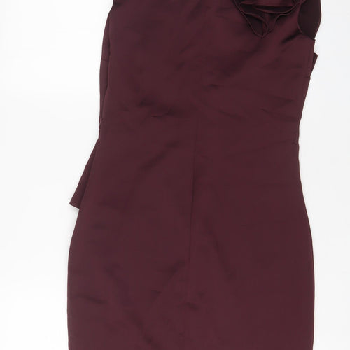 Ted Baker Womens Purple Polyester Sheath Size S Boat Neck Zip