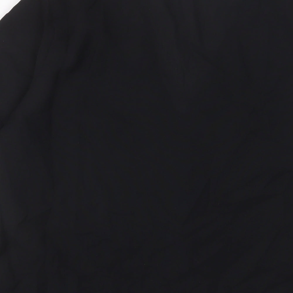 Boohoo Womens Black Polyester Basic Button-Up Size 12 V-Neck