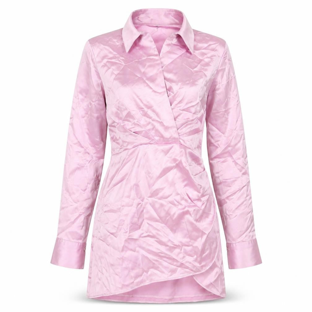Front view of Zara women’s pink polyester a-line, size XS, collared zip