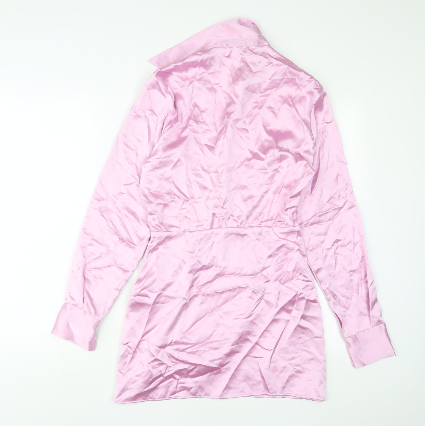 Zara Womens Pink Polyester A-Line Size XS Collared Zip