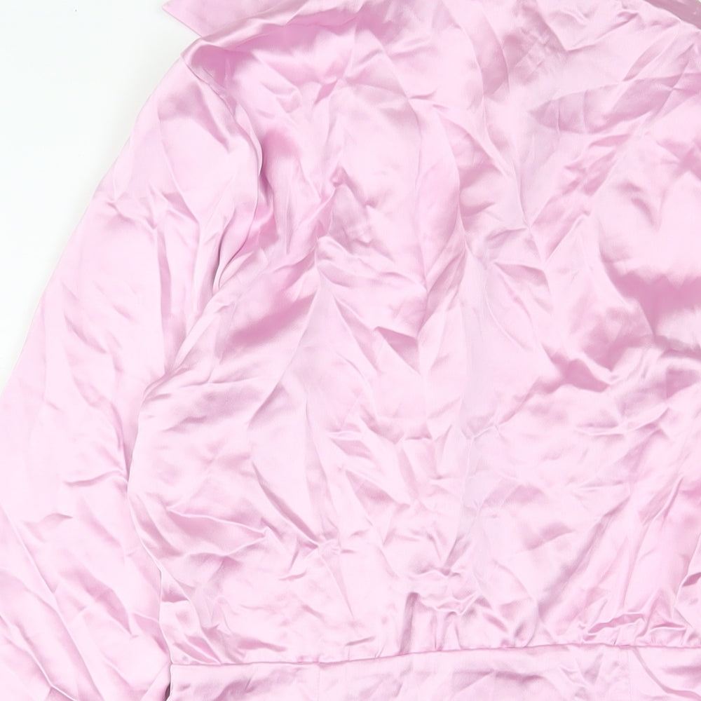 Zara Womens Pink Polyester A-Line Size XS Collared Zip
