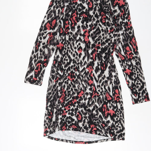 Marks and Spencer Womens Multicoloured Animal Print Viscose A-Line Size 12 Boat Neck Pullover