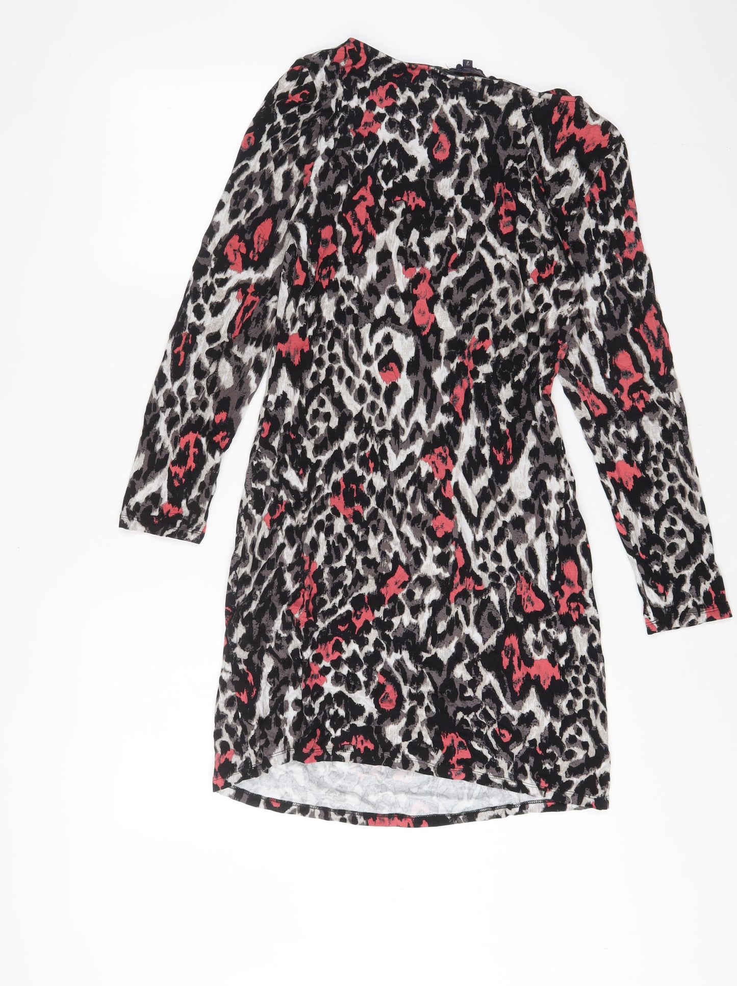 Marks and Spencer Womens Multicoloured Animal Print Viscose A-Line Size 12 Boat Neck Pullover