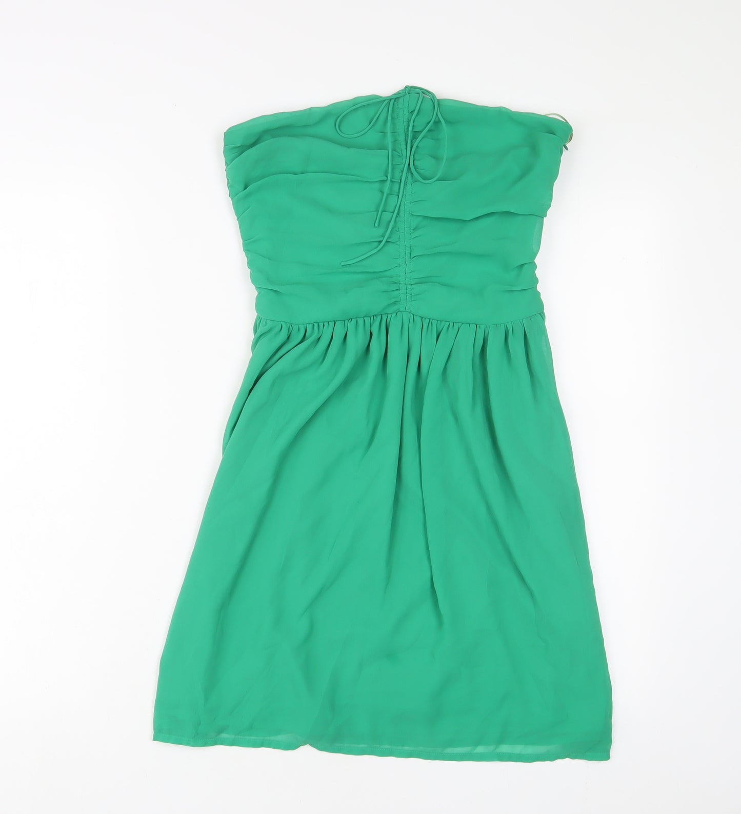 Zara Womens Green Polyester A-Line Size S Off the Shoulder Zip