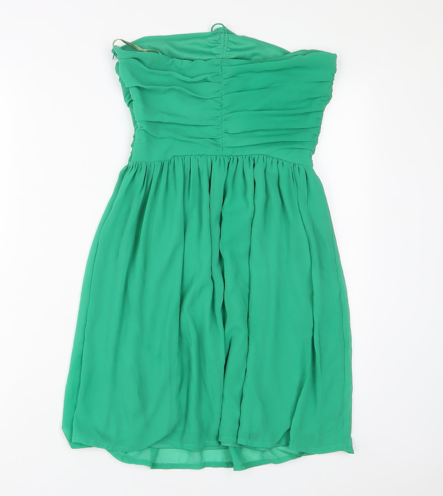 Zara Womens Green Polyester A-Line Size S Off the Shoulder Zip
