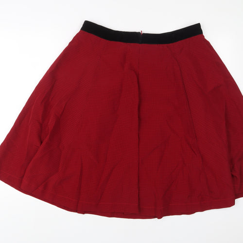 Lagom Womens Red Polyester A-Line Skirt Size 12 Zip