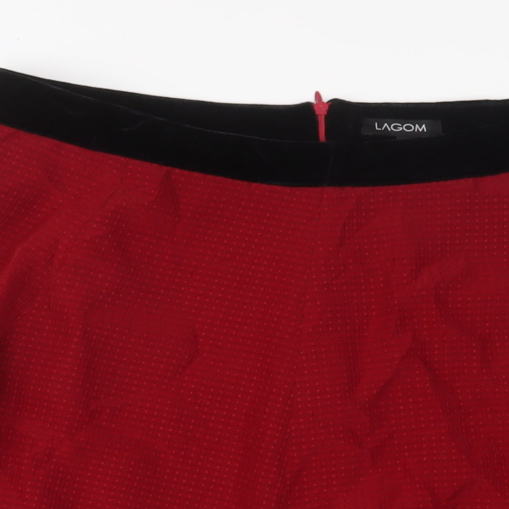 Lagom Womens Red Polyester A-Line Skirt Size 12 Zip