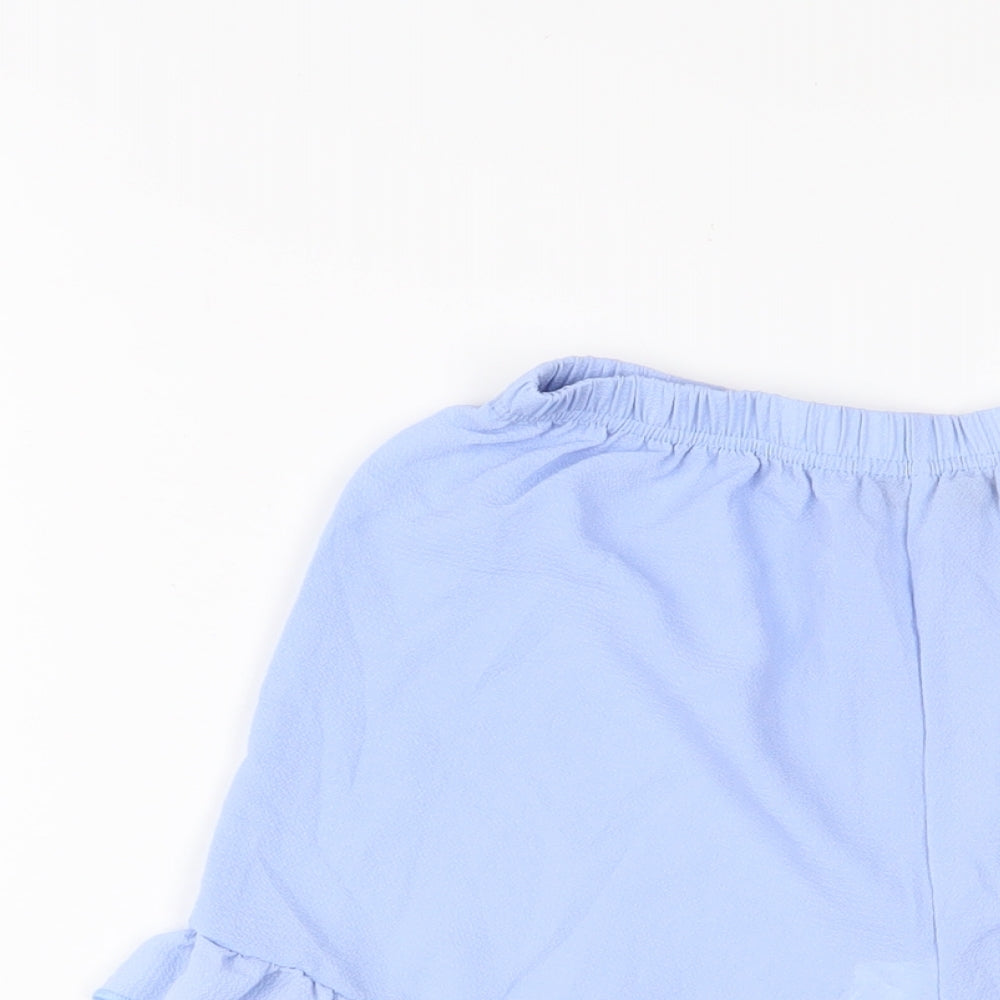 Boohoo Womens Blue Polyester Basic Shorts Size 8 L3 in Regular Pull On