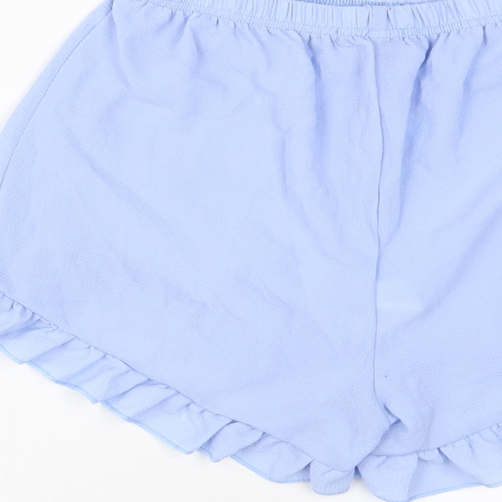 Boohoo Womens Blue Polyester Basic Shorts Size 8 L3 in Regular Pull On