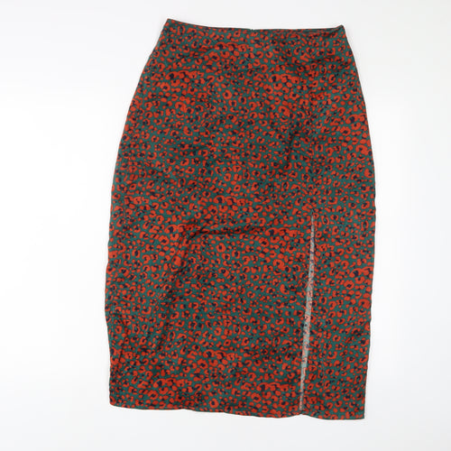 Nasty Gal Womens Multicoloured Animal Print Polyester A-Line Skirt Size 10 Zip - Side slit