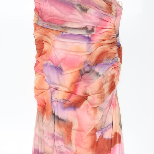 Zara Womens Multicoloured Geometric Polyester A-Line Size S Halter Zip