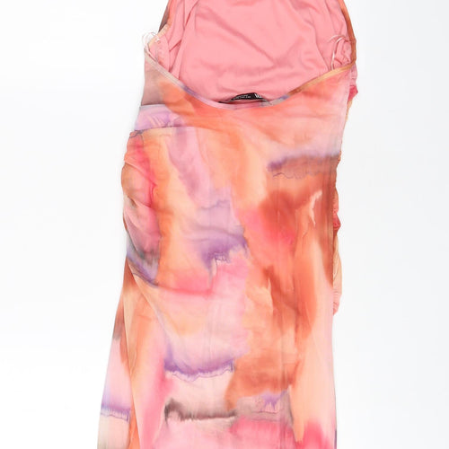 Zara Womens Multicoloured Geometric Polyester A-Line Size S Halter Zip