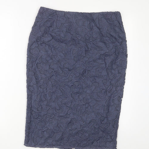 Autograph Womens Blue Polyester A-Line Skirt Size 32 in Zip