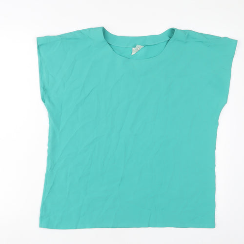 Pallo Paita Oy Womens Blue Polyester Basic T-Shirt Size 12 Crew Neck