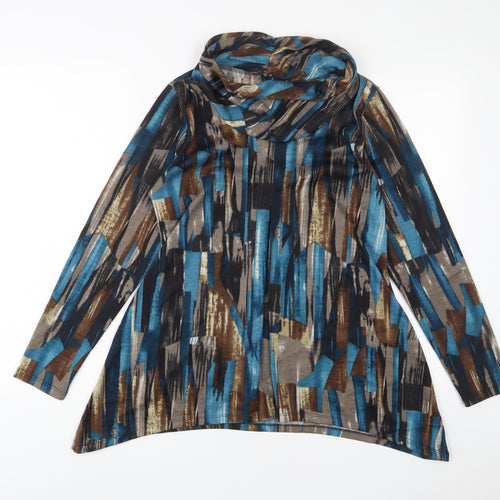 New Directions Womens Multicoloured Geometric Polyester Pullover Sweatshirt Size L Pullover