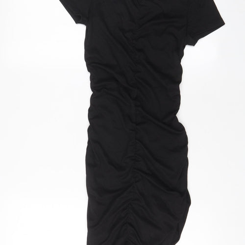 H&M Womens Black Polyester Bodycon Size S Crew Neck Pullover