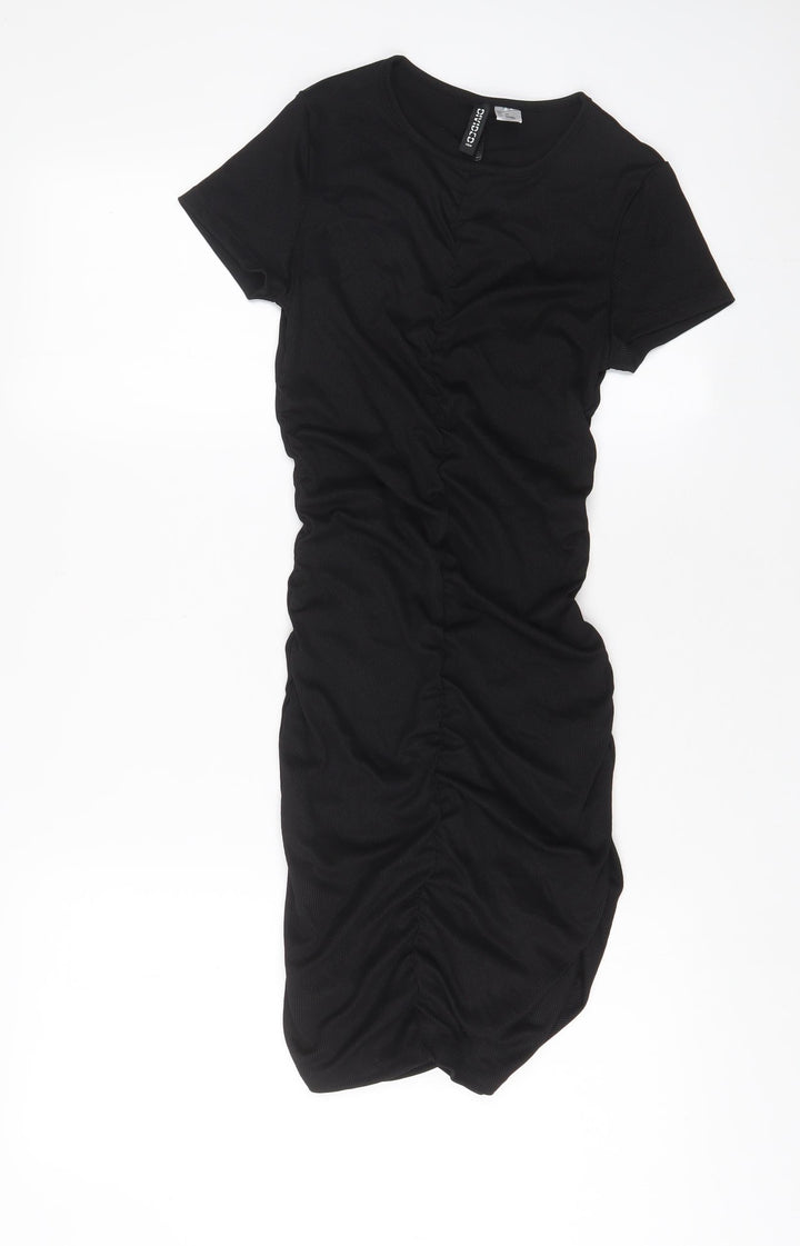 H&M Womens Black Polyester Bodycon Size S Crew Neck Pullover