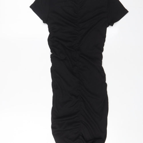 H&M Womens Black Polyester Bodycon Size S Crew Neck Pullover