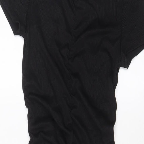 H&M Womens Black Polyester Bodycon Size S Crew Neck Pullover