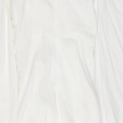 PRETTYLITTLETHING Womens White Polyester A-Line Size 6 Square Neck Zip