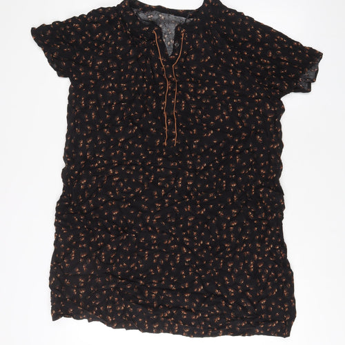 Principles Womens Black Geometric Viscose A-Line Size M V-Neck Pullover