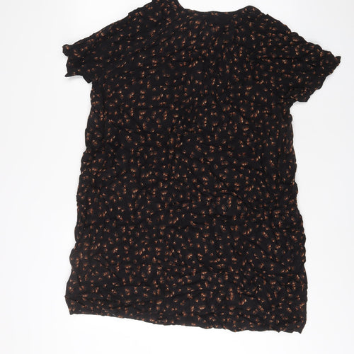 Principles Womens Black Geometric Viscose A-Line Size M V-Neck Pullover