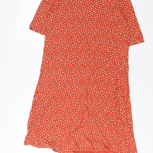 Marks and Spencer Womens Brown Polka Dot Viscose A-Line Size 12 Crew Neck Pullover