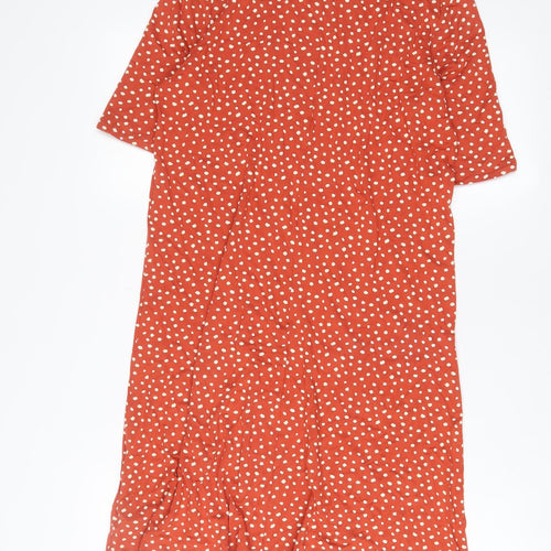Marks and Spencer Womens Brown Polka Dot Viscose A-Line Size 12 Crew Neck Pullover