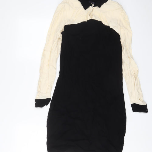 Marks and Spencer Womens Beige Viscose A-Line Size 12 Round Neck Button