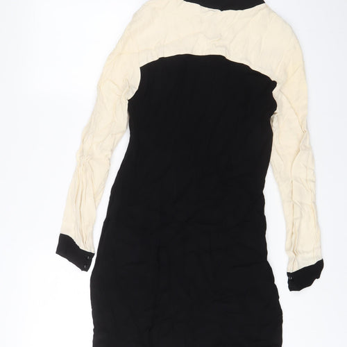 Marks and Spencer Womens Beige Viscose A-Line Size 12 Round Neck Button