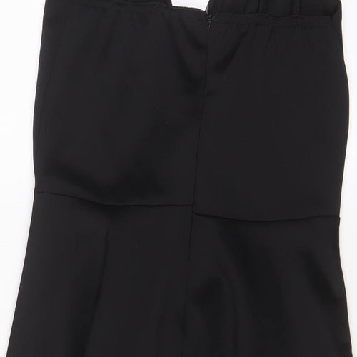PRETTYLITTLETHING Womens Black Polyester A-Line Size 12 V-Neck