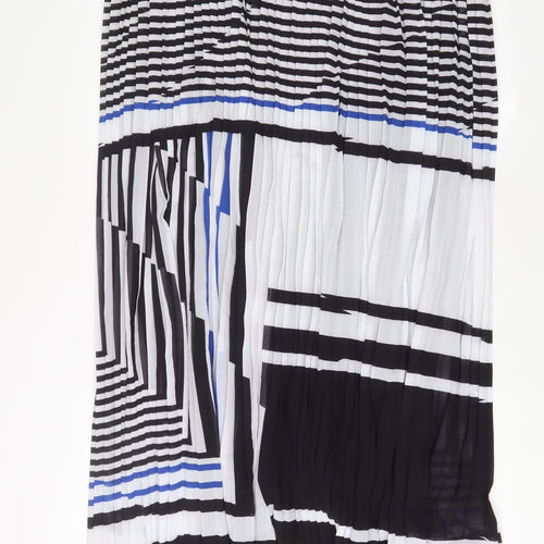 John Lewis Womens Multicoloured Striped Polyester A-Line Size 16 Round Neck Hook & Eye - Pleated