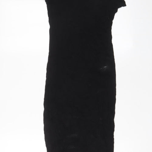 Black Note Womens Black Viscose Bodycon Size M High Neck Pullover