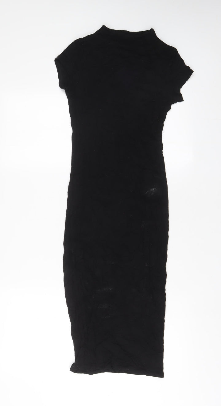 Black Note Womens Black Viscose Bodycon Size M High Neck Pullover