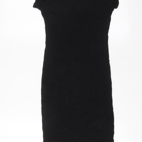 Black Note Womens Black Viscose Bodycon Size M High Neck Pullover