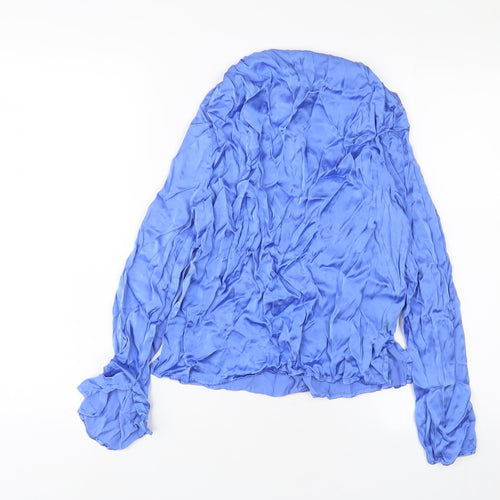 Marks and Spencer Womens Blue Viscose Basic Blouse Size 12 High Neck
