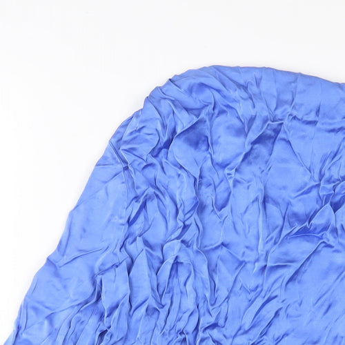 Marks and Spencer Womens Blue Viscose Basic Blouse Size 12 High Neck